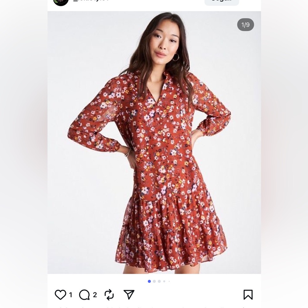 Ann Taylor boho  Rust Floral dress